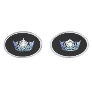 Miss America Pastel Aqua Crown Cuff Links