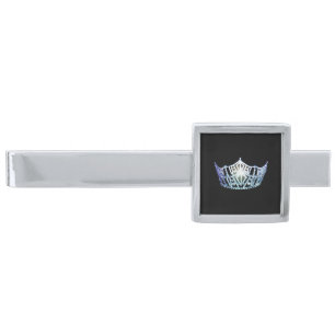 Miss America Pastel Aqua Crown Silver Tie Bar