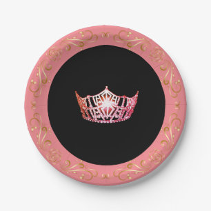 Miss America Pink-Coral Crown 7" Paper Plates