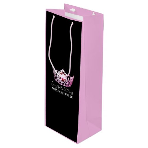 Miss America Pink Crown 2_Tone Pink Gift Bag_Wine Wine Gift Bag
