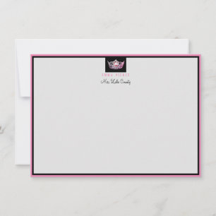 Miss America Pink Crown Custom Flat Note Card