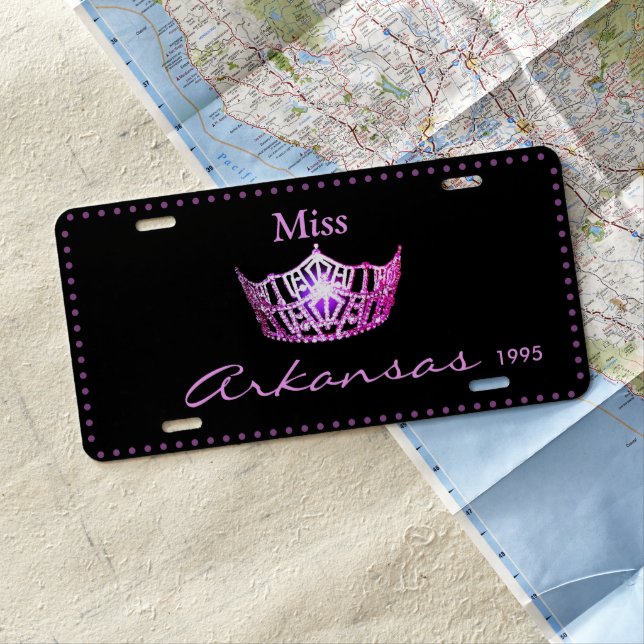 Miss America Pink Crown License Plate (In Situ)