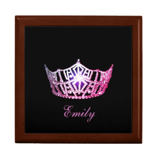 Miss America Pink Crown Personal Name Jewerly Box