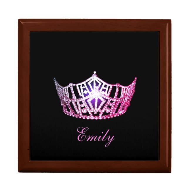 Miss America Pink Crown Personal Name Jewerly Box (Front)
