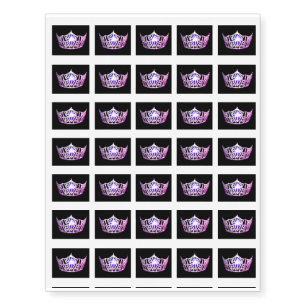 Miss America Pink Crown Temporary Tattoo