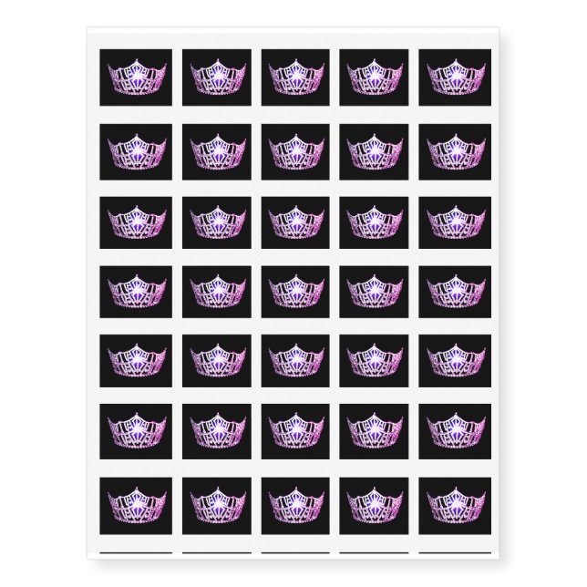 Miss America Pink Crown Temporary Tattoo (Front)