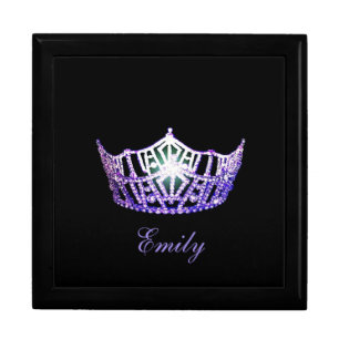 Miss America PURPL Crown Personal Name Jewerly Box