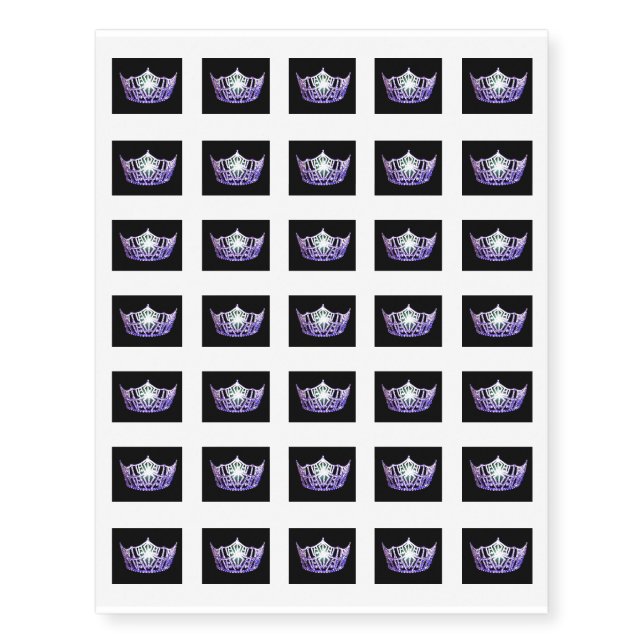 Miss America Purple Crown Temporary Tattoo (Front)