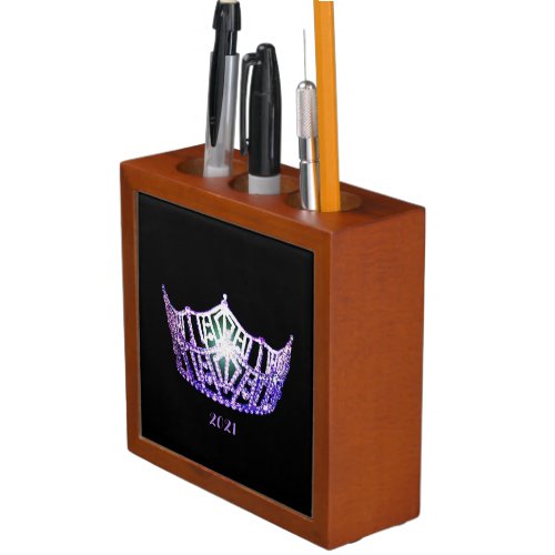 Miss America Purple Crown Wood Desk Organizer_Date Desk Organizer