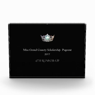 Miss America Rectangle Silver Crown Acrylic Award