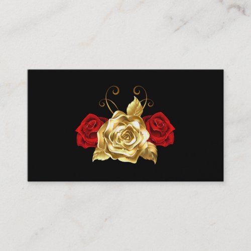 Miss America Red and Gold Roses Business Cards