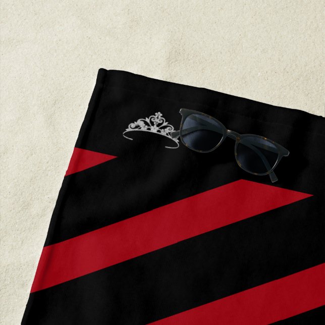 Miss America Red Stripe Tiara Crown Beach Towel (In Situ)