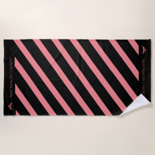 Miss America Rodeo Coral Stripe Crown Beach Towel