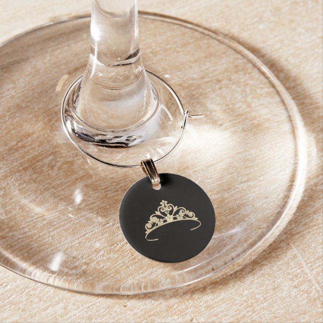 Miss America Rodeo Gold TiaraWine Glass Charm (In Situ)