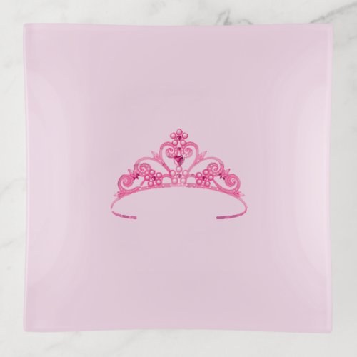 Miss America Rodeo Pink Crown Glass Trinket Dish