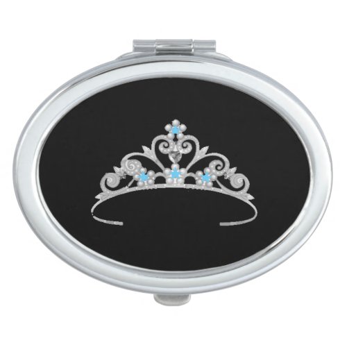 Miss America Rodeo USA Silver Tiara Compact Mirror