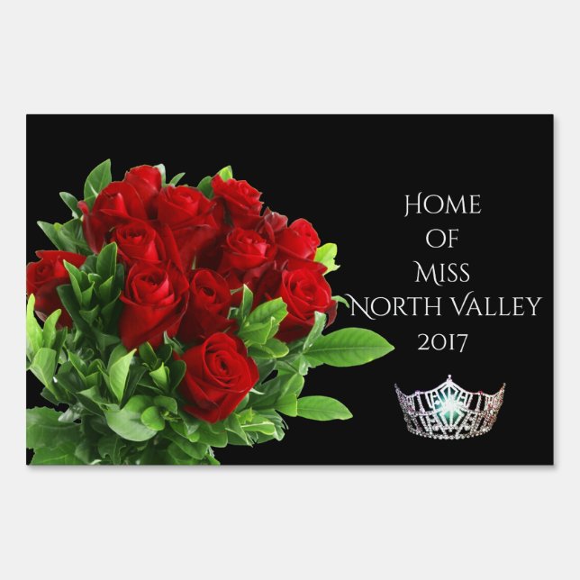 Miss America Roses Crown Custom Name Yard Sign (Front)