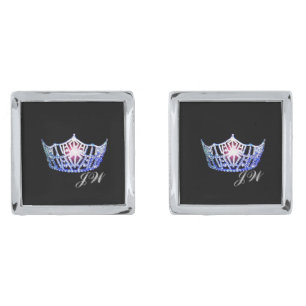 Miss America Royal Blue Crown Cuff Links-Monograms Cufflinks