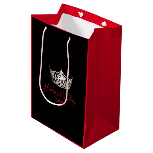Miss America Silver Crown 2-Tone Gift Bag-Medium Medium Gift Bag (Front Angled)