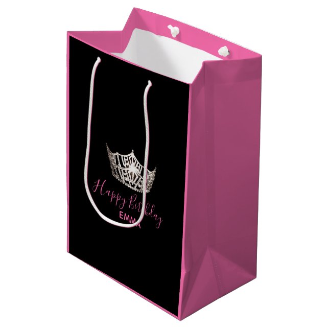 Miss America Silver Crown 2-Tone Gift Bag-Medium Medium Gift Bag (Front Angled)
