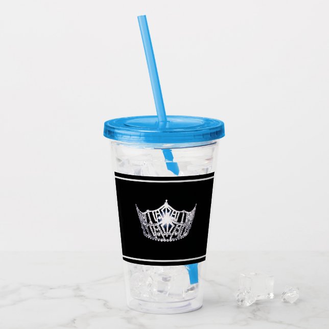 Miss America Silver Crown Acrylic Tumbler (Front Ice)
