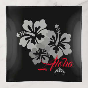 Miss America Silver Crown Aloha Glass Trinket Dish