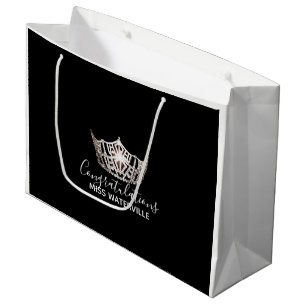 Miss America Silver Crown B&W Gift Bag-Large Large Gift Bag