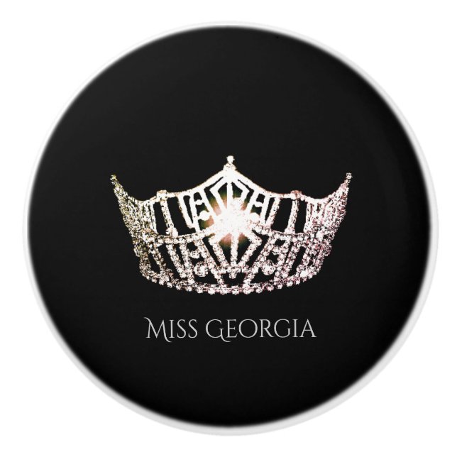 Miss America Silver Crown Ceramic Cabinet Knob (Front)