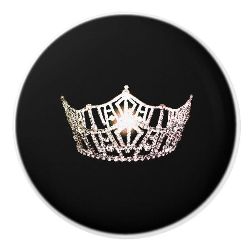 Miss America Silver Crown Ceramic Cabinet Knob