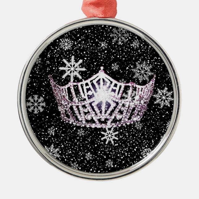 Miss America Silver Crown Christmas Ornament (Front)