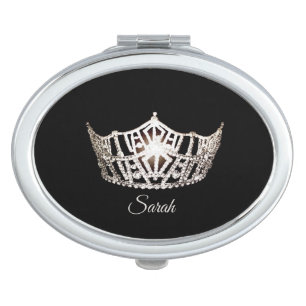 Miss America Silver Crown Compact Mirror-Name Compact Mirror