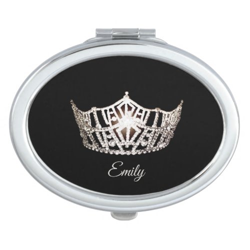 Miss America Silver Crown Compact Mirror_Name Makeup Mirror