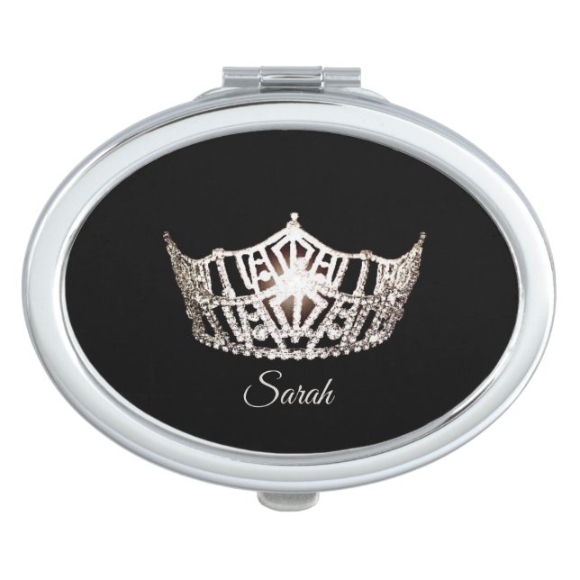 Miss America Silver Crown Compact Mirror-Name Mirror (Front)