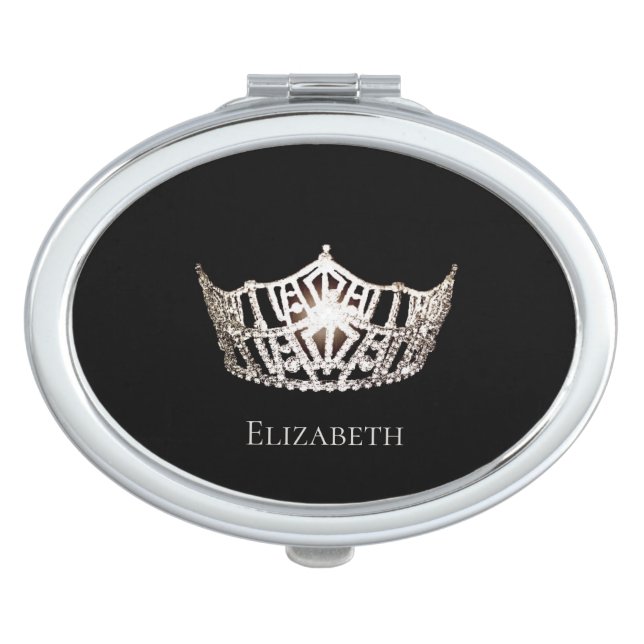 Miss America Silver Crown Compact Mirror-Name Mirror For Makeup (Front)