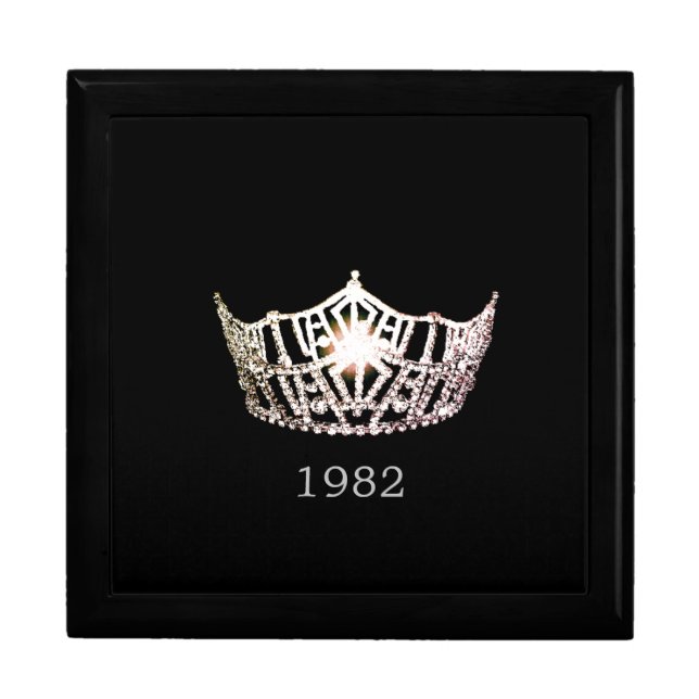 Miss America Silver Crown Custom Date Jewelry Box (Front)