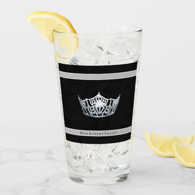 Miss America Silver Crown & Custom Name Glass