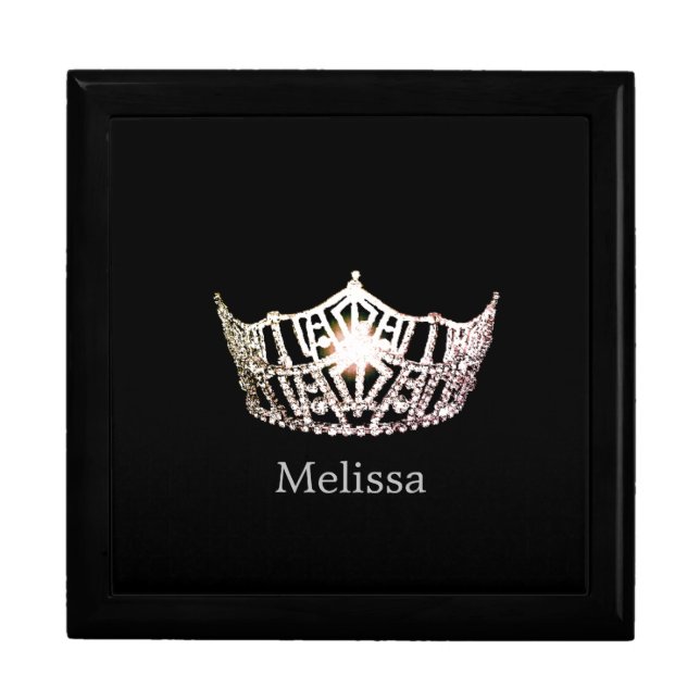 Miss America Silver Crown Custom Name Jewelry Box (Front)