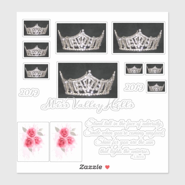 Miss America Silver Crown Custom Stickers (Sheet)