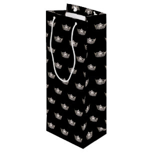Miss America Silver Crown Gift Bag-Tall Slender Wine Gift Bag