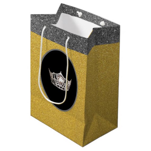 Miss America Silver Crown Gold FX GlitterGift Bag