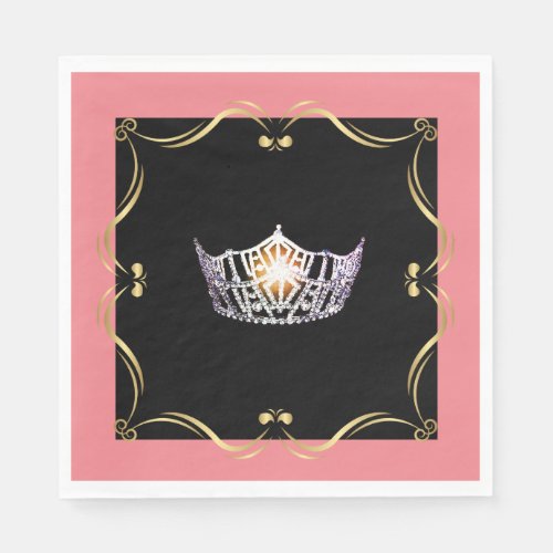 Miss America Silver Crown Luncheon Paper Napkin