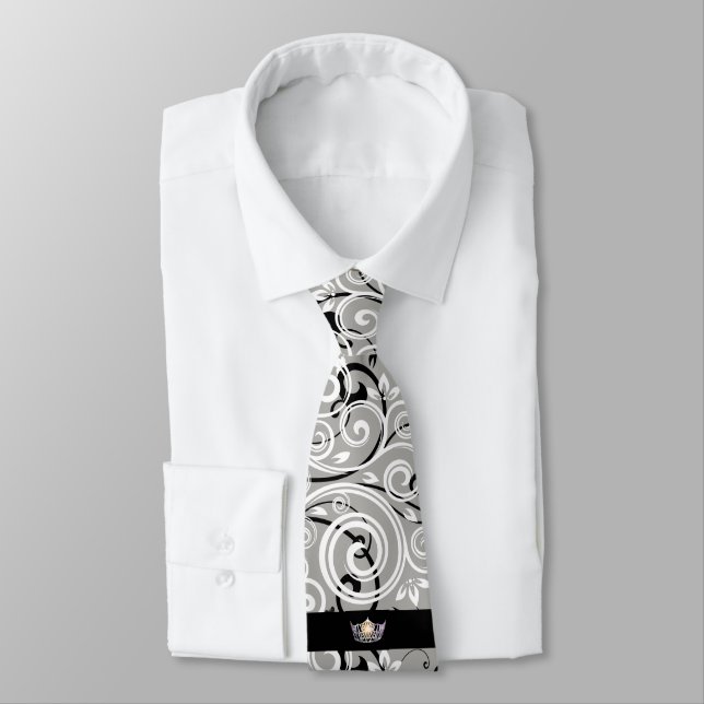 Miss America Silver Crown Men's Flourish Tie (Tied)