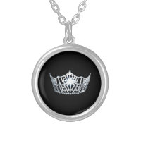 Miss America Silver Crown Necklace