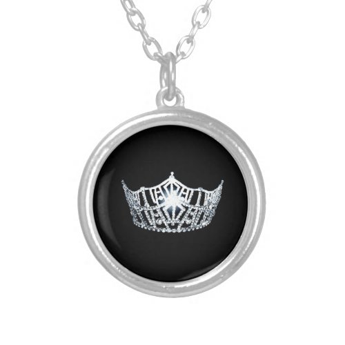 Miss America Silver Crown Necklace