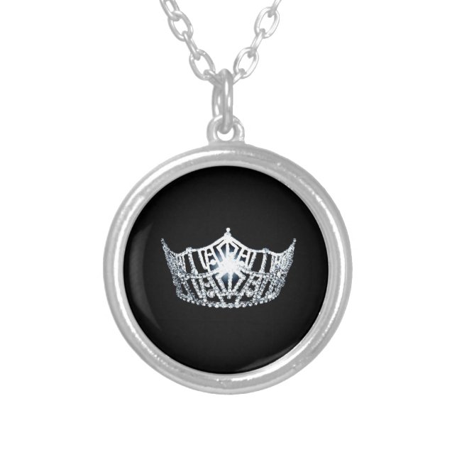 Miss America Silver Crown Necklace (Front)