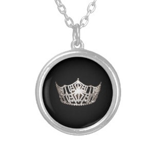 Miss America Silver Crown Necklace