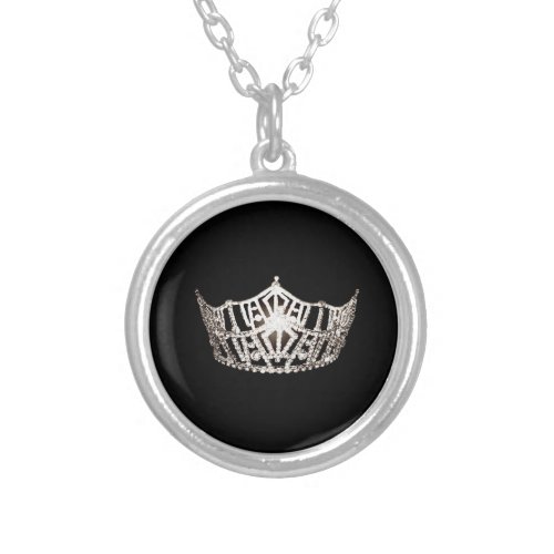 Miss America Silver Crown Necklace