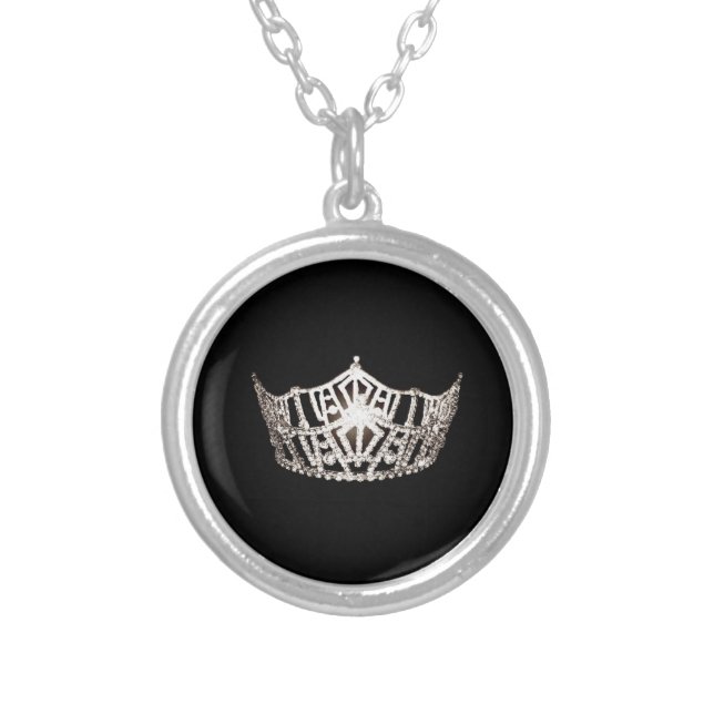 Miss America Silver Crown Necklace (Front)