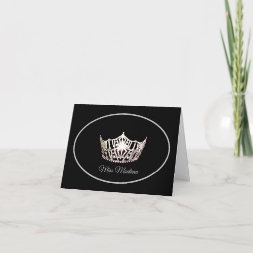 Miss America Silver Crown Note Card_Black Thank You Card