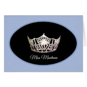 Miss America Silver Crown Note Card- Blue (Front Horizontal)